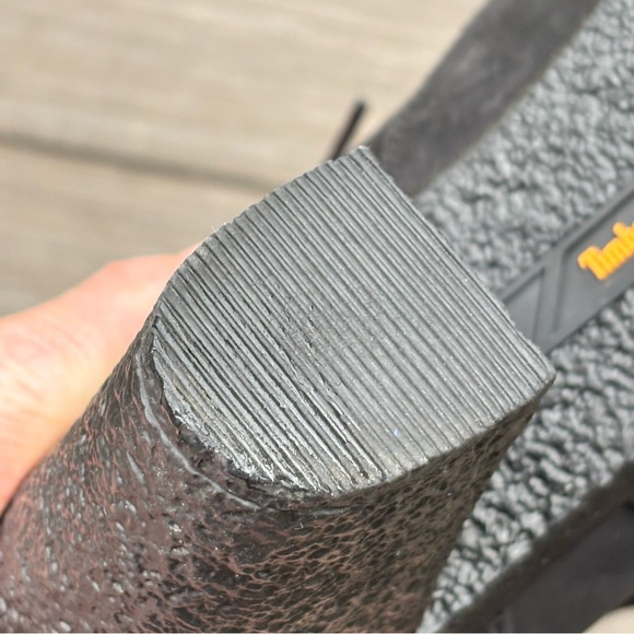 Timberland Black Lace Up Heeled Ankle Boots Size 8.5 Block Heel Like New - Picture 12 of 15